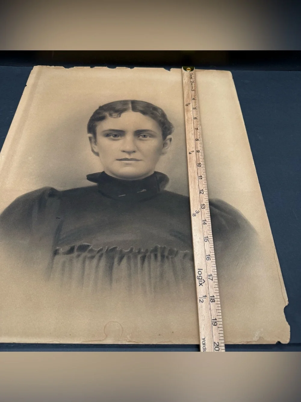 Antique Photograph In Pencil /Charcoal 20x16 Hauntingly Beautiful Eyes Halloween
